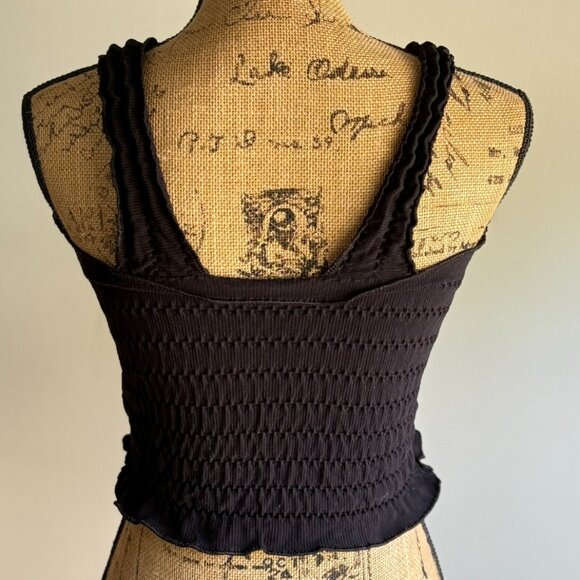 Anthropologie • The Regan Black Seamless Smocked Square-Neck Tank - Picture 12 of 16